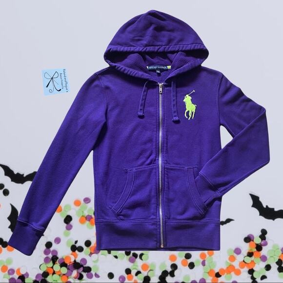 SOLD Ralph Lauren Big Pony Zip-up Hoodie Sweatshirt Jacket Sz XS - Picture 1 of 5